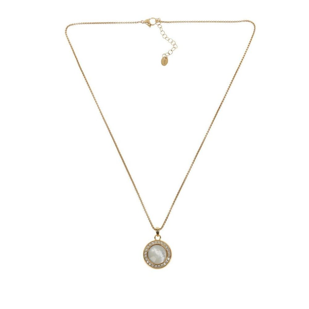 Colleen Lopez Mother-Of-Pearl Cabochon and White Topaz Gold-tone Pendant 18"